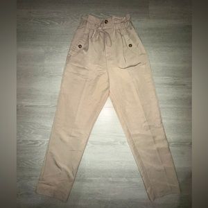 Cream paper bag trousers